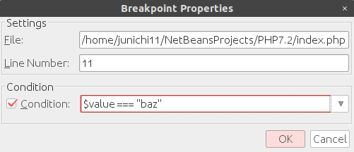 php conditional breakpoints and new4