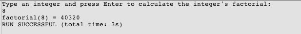 c unit output factorial