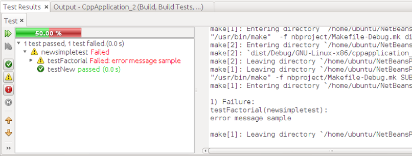 c unit simpletest results