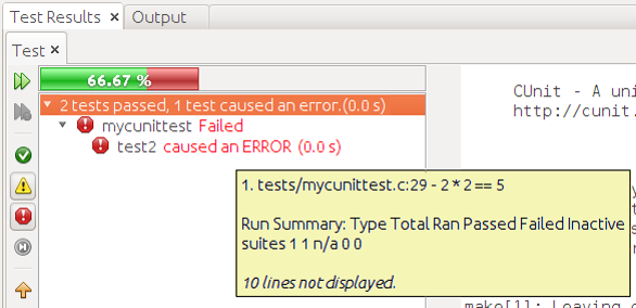 c unit test fail annotation