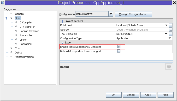 project checkbox