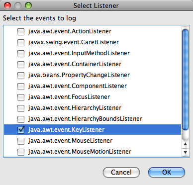 debug select listener