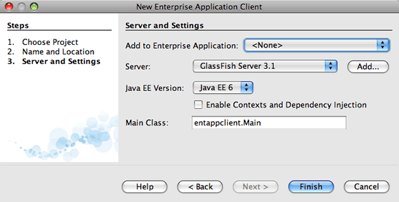 appclient wizard newentappclient