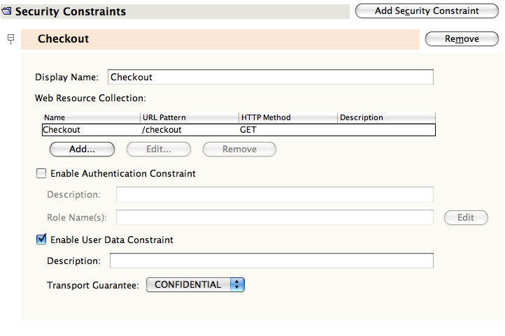 checkout security constraint
