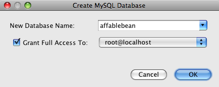 create mysql db dialog