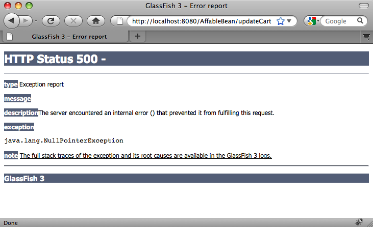 glassfish error report