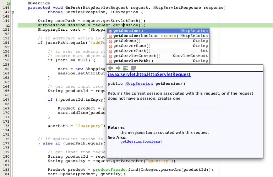 javadoc getsession