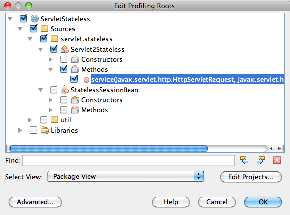 edit profiling roots pkg