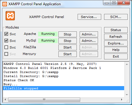 xampp control panel