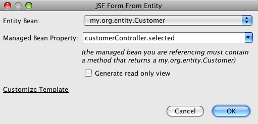 jsf form from entity