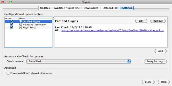 pluginsmanager settings sm