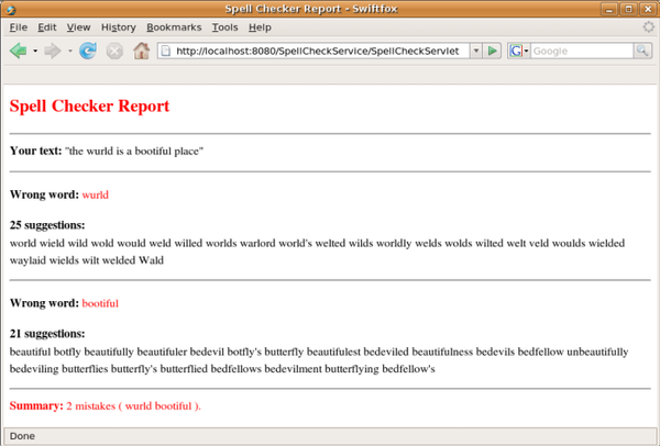 jaxwsc spellchecker report